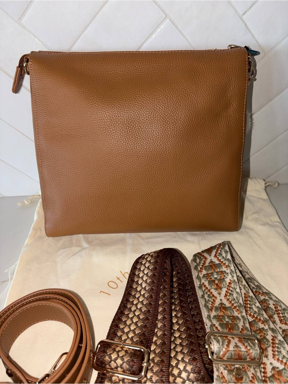 Pom Pom London Maple Westminster Messenger Leather Bag with 3 Straps NWT - Picture 6 of 10